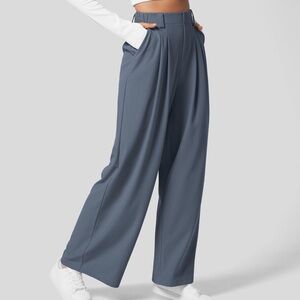 Halara, Dusk Blue Waffle Knit Trousers, US M, US 6, Versatile Pants, Never Worn